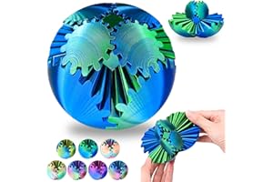 LOCYFENS Gear Ball 3D Printed Gear Sphere, Colorful Gearsphere Relax Fidget Toys, 3D Printed Toys Made of Eco-Friendly Materials, Green Blue
