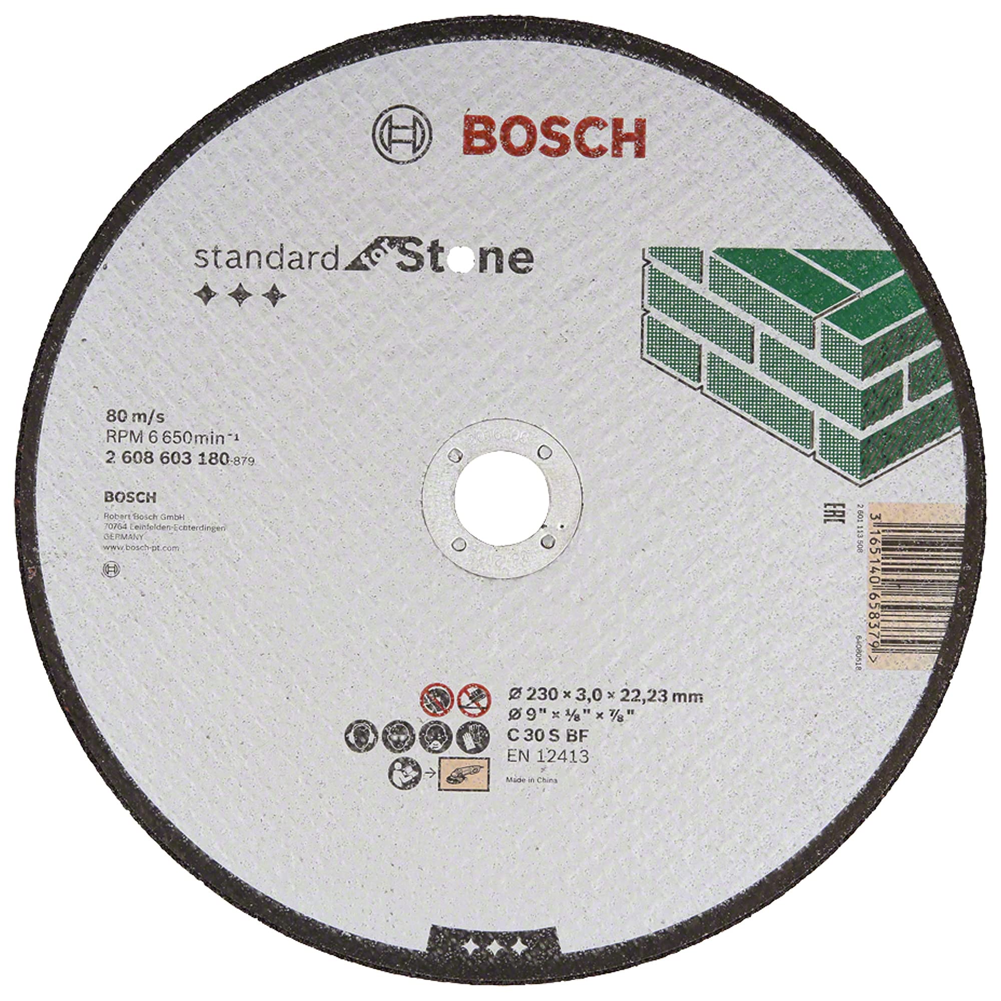 Bosch Professional 1x Diamond Cutting Disc Standard for Stone (for Concrete, Stone, Granite, Ø 115 x 22,23 x 1,6 x 10 mm, Accessories for Angle Grinders)