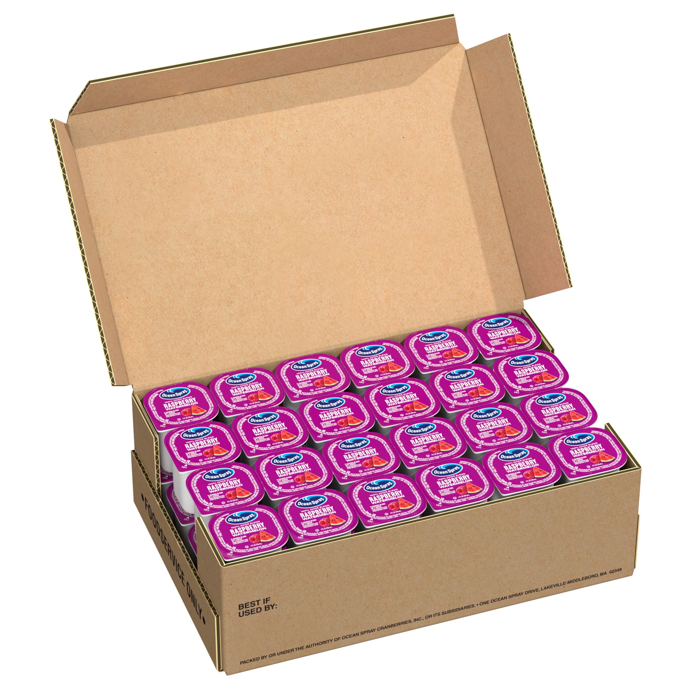 Photo 1 of **BB 1/17/2026**Ocean Spray® 100% Juice Raspberry Watermelon Juice Blend Drink, 4 Fl Oz Cup, 48 Count