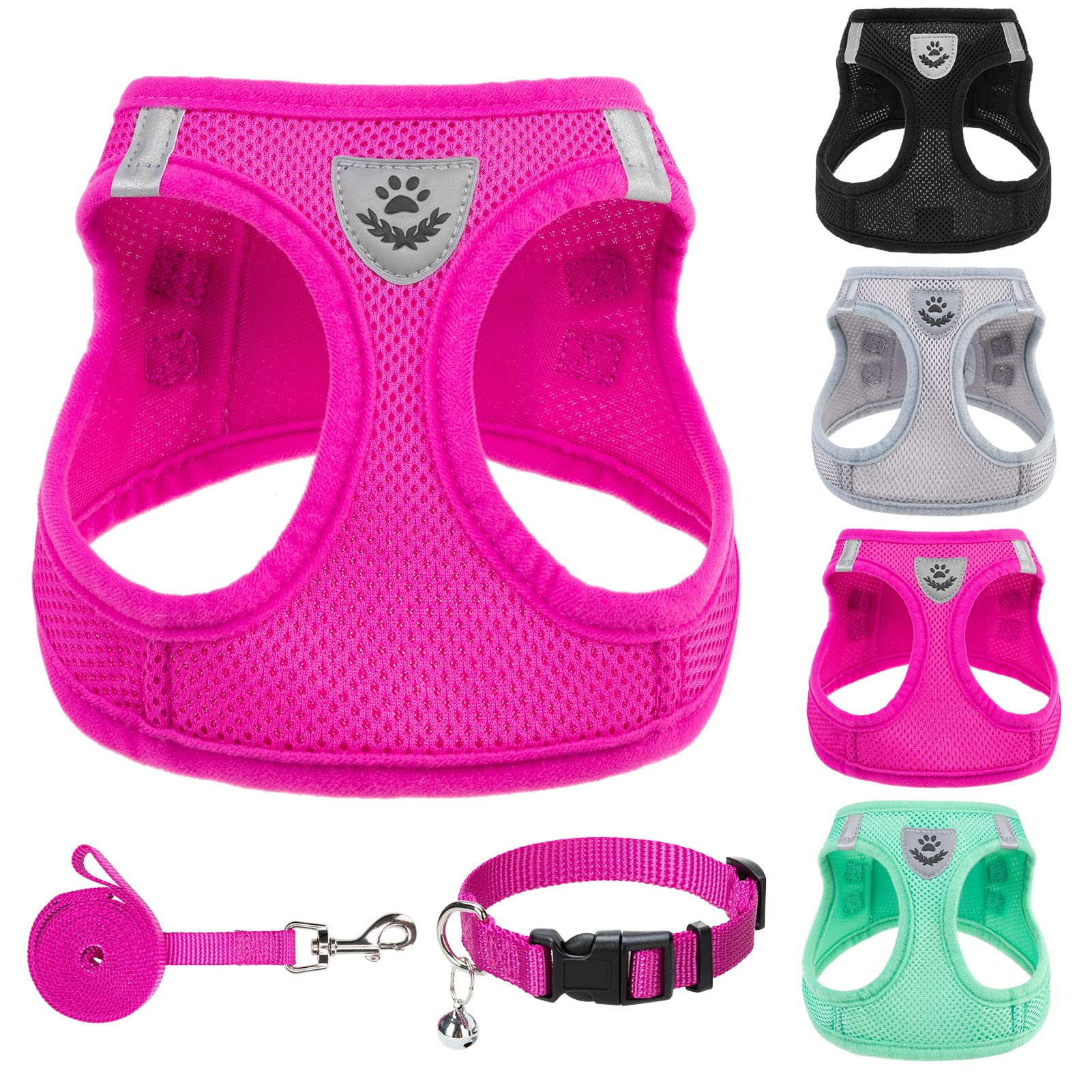 PUPTECK Dog Harness Small Dog with Collar and Lead Set Step-in No Pull Puppy Cat Harnesses for Daily Walking — image 1