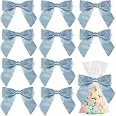AIMUDI Dusty Blue Bows for Wedding 4.5" Pre-Tied Blue Bows with Twist Ties French Blue Ribbon Bows for Baby Shower Premade Bows for Gift Wrapping Christmas Tree Bridal Shower Party Favor - 36 PCs