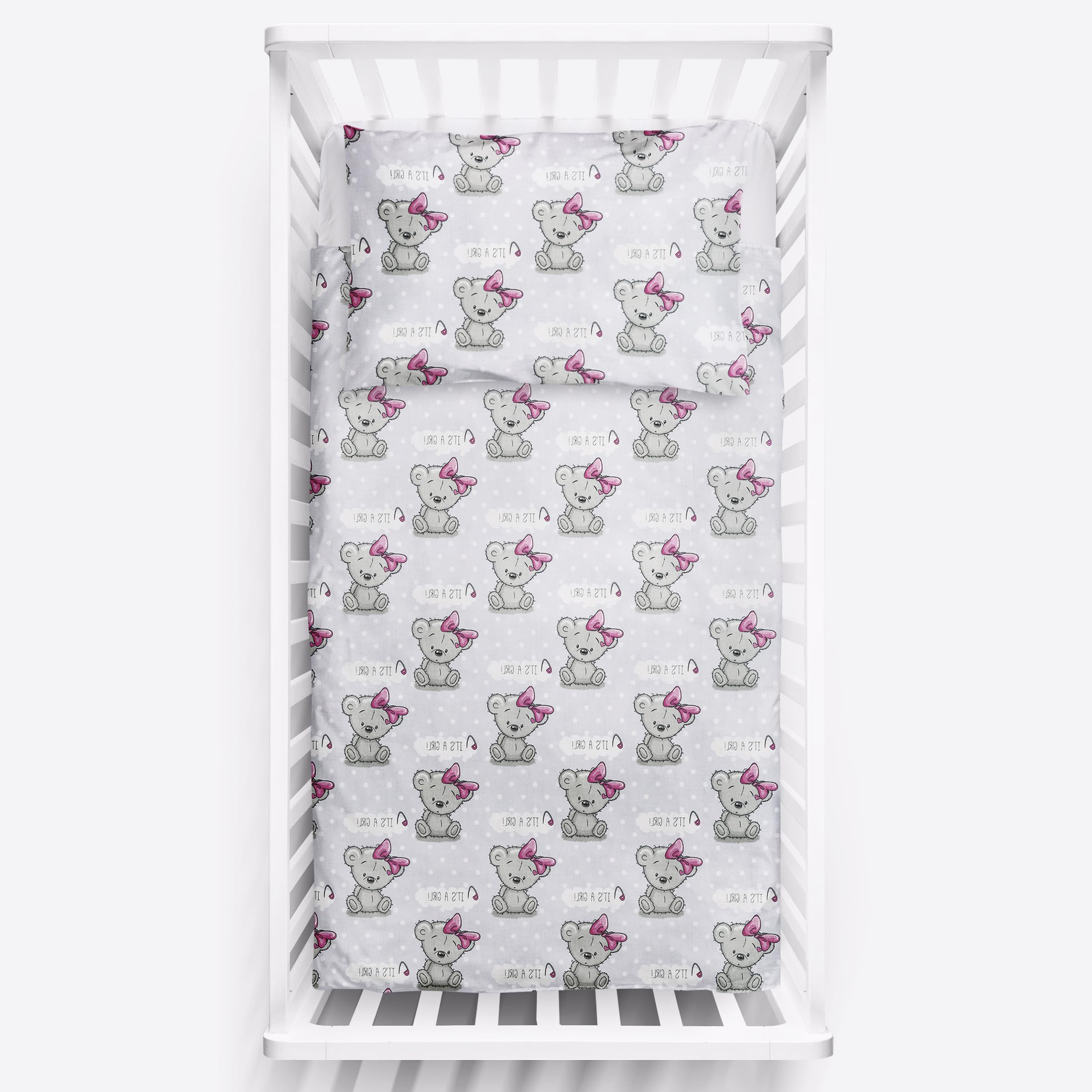 2 Piece Baby Kids Bedding Set 120x90cm Duvet Cover & Pillowcase for Toddler Cot 12M+ (It's a Girl)