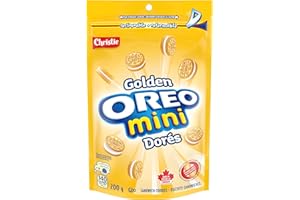 OREO, Mini Golden Sandwich Cookies, Made in a Peanut-Free Facility, School Snacks, 200g, Baked in Canada