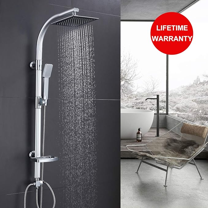 WENHAUS Duschset Duschsäule Mit Regendusche Handbrause Und Seifenablage ...