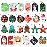 Christmas Gift Tags, 72PCS Christmas Tags with String, Gold Foil Xmas Gift Tags Hanging Label for DIY Christmas Gift Wrap and Label Package