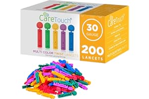 CARE TOUCH Lancets for Diabetes Testing - 30 Gauge Diabetic Lancets for Blood Testing and Glucose Testing - Fits Most Lancing Devices - Sterile, Single Use 30g Blood Sugar Lancets - Multicolored - 200 Count