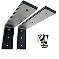 Dmax Heavy Duty L Brackets for Shelves, Countertop Brackets, Wall Shelf Bracket, Mantel Brackets | Black, 10" x 6" x 2.5" | 2 Pack | 3/8" Thick Steel, Supports 300 lbs, Floating Design