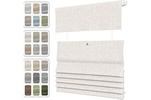 SLKWDOBD Cordless No Drill Top Down Bottom Up Roman Shade, No Tool Blackout or Light Filtering TDBU Roman Blind for Windows, 