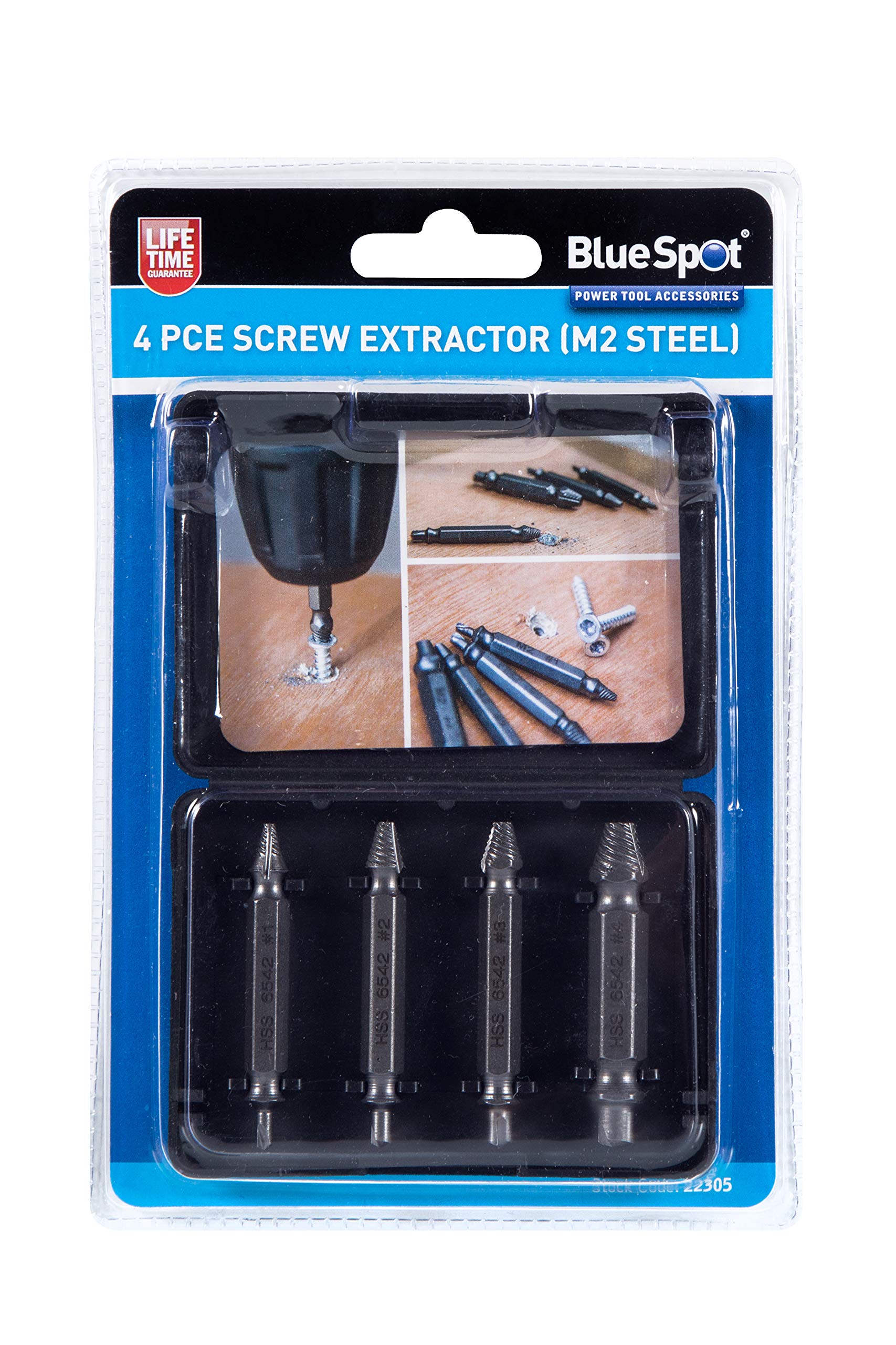 Bluespot 22305 4pce Screw Extractor (M2 Steel)