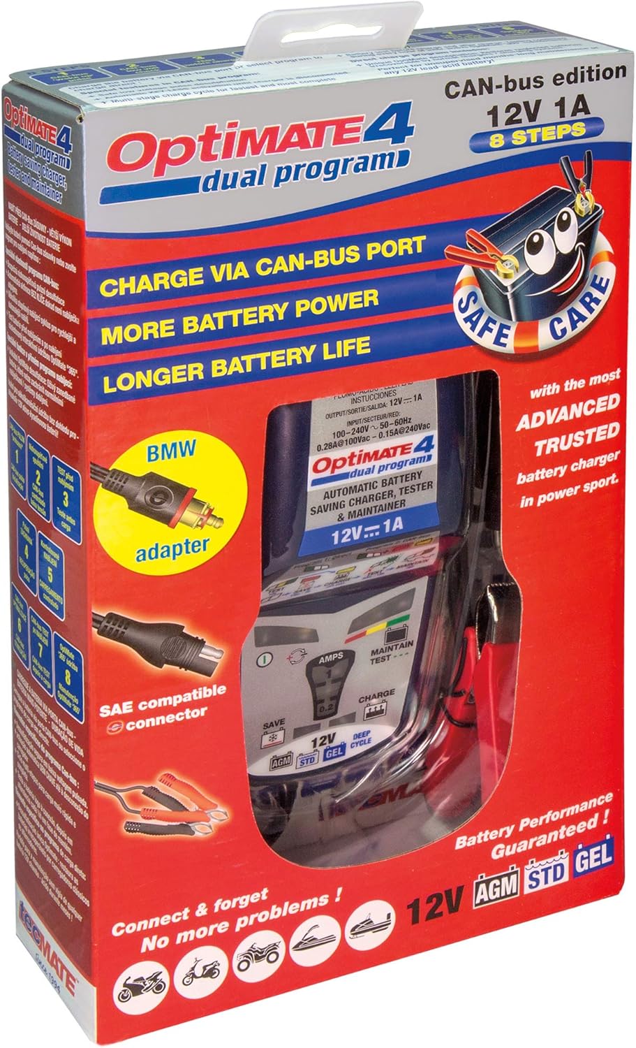 OptiMATE 4 CAN-bus edition, TM-351 8/9-step 12V 1A battery Saving charger-tester-maintainer: Automotive