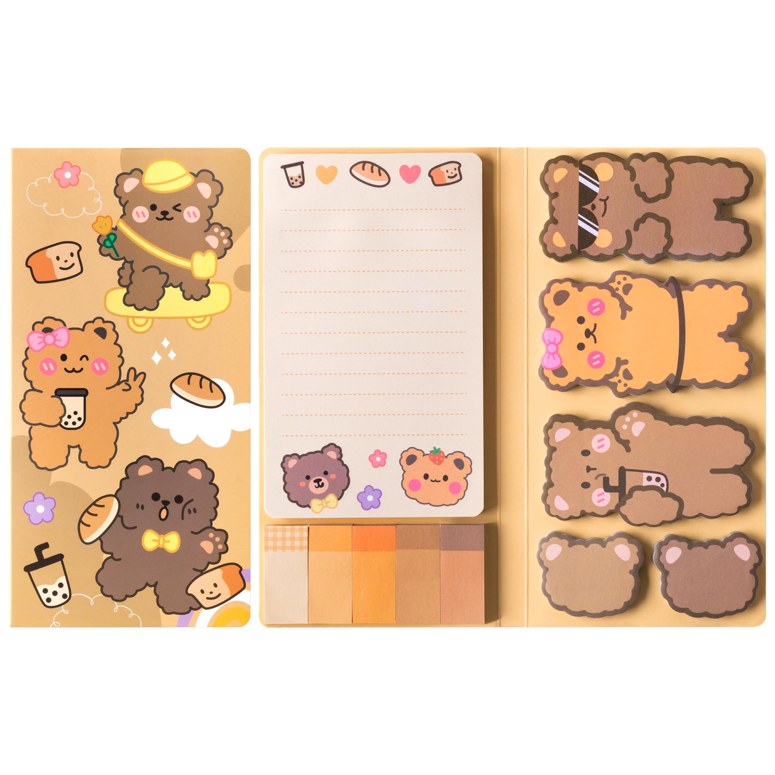 A1DIEE 500 Sheets Bear Sticky Notes Set Cartoon Animal Bundle Writing Memo Pads Self-Stick Notes Pads Back to School Supplies Page Marker Gift for Studen Teacher