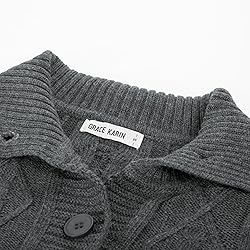 GRACE KARIN Women’s Button Up Collared Cable Knit