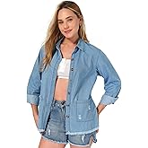 roswear Jean Shirt for Women Button Down Shirts Denim Tops Western Fall Outfits