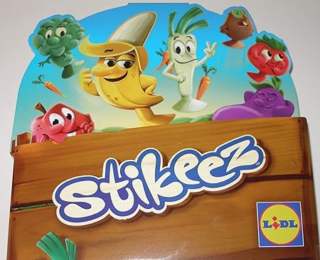 Lidl Stikeez 2018 Obst und Gemüse Komplettsatz Alle 24 Figuren und Sammelalbum und Sammelbeutel und bmg2000 Aufkleber
