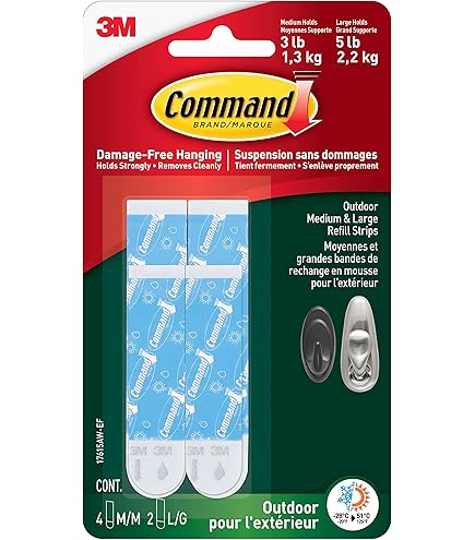 Bandelettes Adhésives 3M Command Grand Format - Lot De 6 - Fixation Sans Percage Jusqu'à 900g