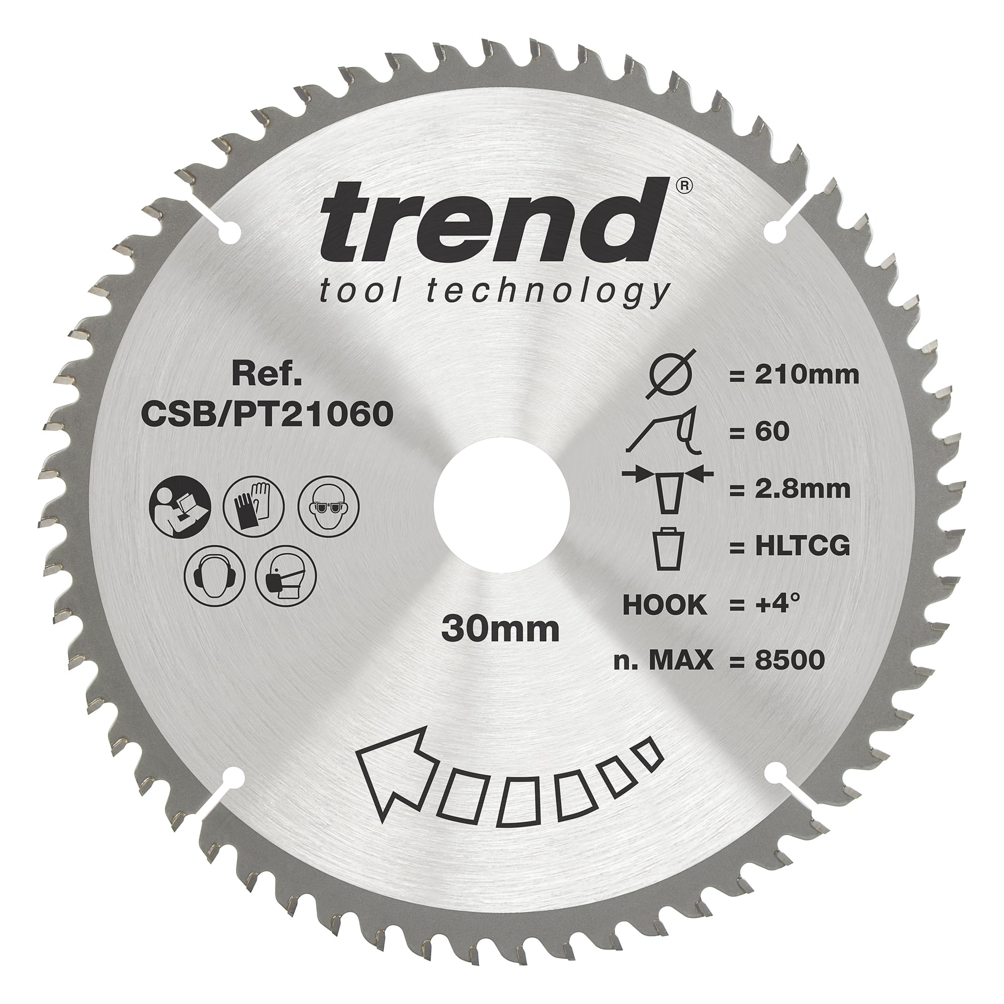 Trend CSB/PT21060 Craft Pro Super Fine Finish TCT Circular Blade Ideal for Sheppach PL75 & TS75 Plunge Saws, Tungsten Carbide Tipped, 210mm x 60 Teeth x 30mm Bore — image 1