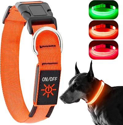 KOSKILL Light Up Dog Collar USB Rechargeable Waterproof Orange L