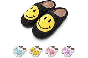 WELLNESSICA 'Smiley Originals' - Smiley Face Slippers for Women, Men & Kids - Ultra Comfy & Warm Faux Fur with Memory Foam, Non-Slip Preppy Slippers for All Ages