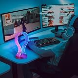 Ammonite Walnut LED Headphone Stand USB PCB Gamer Game Room Decor Blue Pink view 6