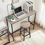 VASAGLE Bar Stools Set of 2 Greige Black Metal Frame Footrest 32x65 cm view 6