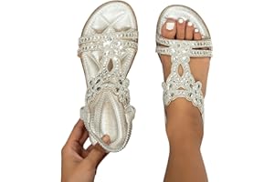 Eduavar Orthopedic Sandals for Women, Sandals Women Fashion Cute Bohemia Sandals Summer Beach Crystal Peep Toe Sandals
