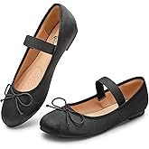 Trary Flats for Women Closed Round Toe Ballet Flats Mary Jane Shoes Women with Elastic Strap Cute Bowknot Comfortable Dress Shoes for All-Year Daily Work Casual Wear