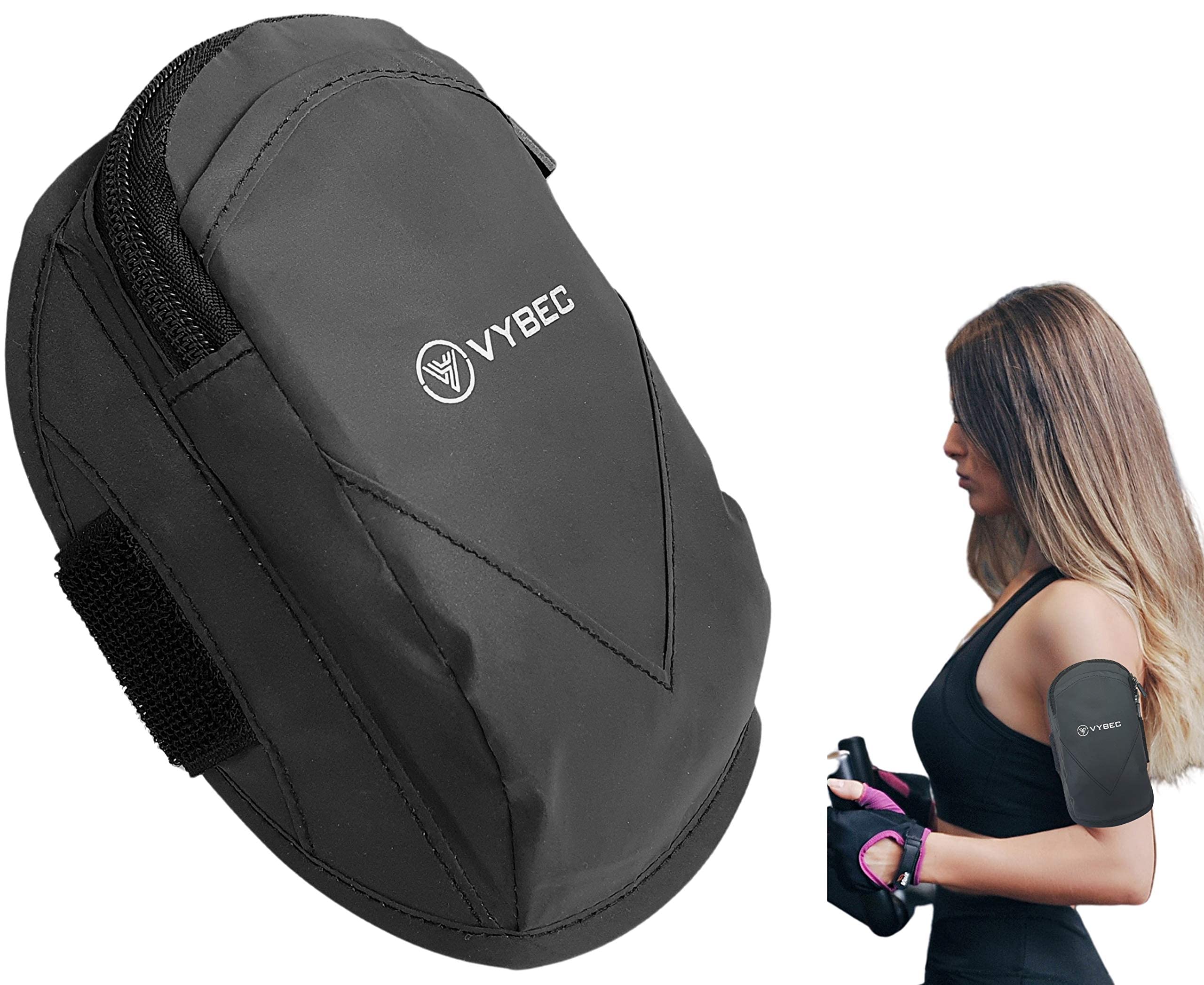 VYBEC Running Phone Armband, Phone Holder for Running, Water Resistant, Compatible with Samsung Galaxy S7, S8, S9, S10 Plus, Note10, iPhone 6s, 7, 8, X, 11, 12, Device Up to 6.3 inches, Black Grey