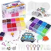 QUEFE Fuse Beads Kit - 21000 pcs 5mm in 24 Colors Melting Beads with Over 80 Accessories and Storage Box, DIY Arts & Crafts for Kids, Creative Toy and Gift Idea for Birthday, Party and Classes