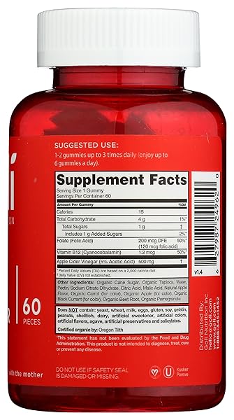 GOLI NUTRITION WORLD’S FIRST APPLE CIDER VINEGAR GUMMIES 60 COUNT, 60 COUNT