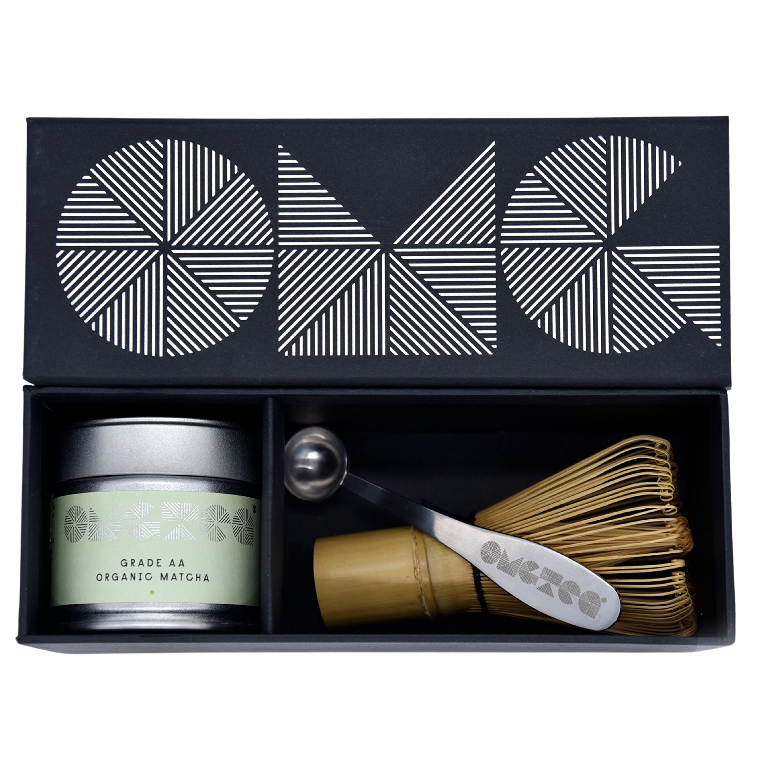 OMGTea GIFT SET Organic Japanese Matcha Green Tea Powder. Ceremonial. 30g/30 servings. Includes Handmade Bamboo Whisk and OMGTea measuring Spoon. (Ceremonial AA Grade Set)