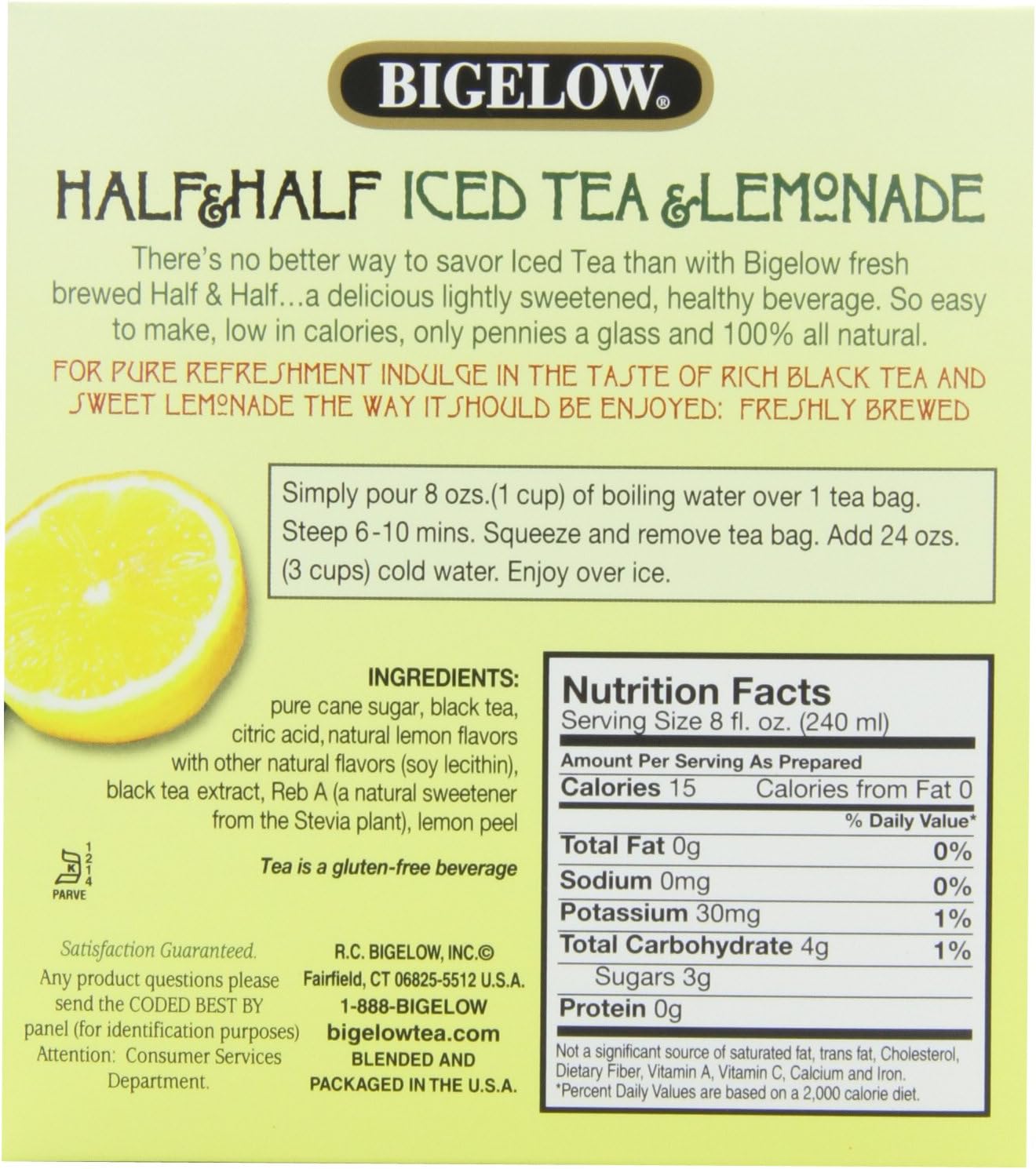 Bigelow Half&Half Ice tea lemonade Fresh brew Ice tea bags - 6 ct (072310002357)