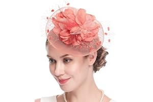 Cizoe Fascinators Hats for Womens 50s Headwear with Veil Flower Cocktail Wedding Tea Party Church Derby Hat