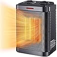 Space Heater for Indoor Use, 1500W PTC Ceramic Heater with Thermostat, Small Space Heater 2S Rapid Heating, 3 Modes, Electric Portable Heater with Safety Protection for Bedroom, Quiet Office