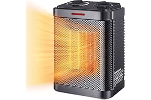 OPRUNSY Space Heater for Indoor Use, 1500W PTC Ceramic Heater with Thermostat, Small Space Heater 2S Rapid Heating, 3 Modes, Electric Portable Heater with Safety Protection for Bedroom, Quiet Office