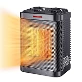 Space Heater for Indoor Use, 1500W PTC Ceramic Heater with Thermostat, Small Space Heater 2S Rapid Heating, 3 Modes, Electric Portable Heater with Safety Protection for Bedroom, Quiet Office