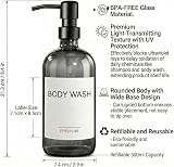 MIUSITE Glass Soap Dispenser 500ml Grey with Non-Slip Silicone Base 2pc view 6