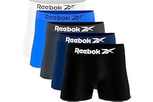 Kit 5 Cuecas Boxer Reebok Microfibra Sem Costura Conforto Elasticidade