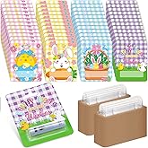 Frienda 48 Sets Easter Money Holder for Cash Money Card Bunny Egg Easter Buffalo Plaid Cards Ornament Gift Egg Cash Holder with Plastic Cover and Adhesive Basket Stuffers Tag Card DIY Holiday Surprise