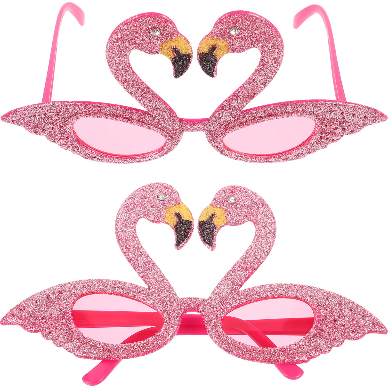 ABOOFAN 2pcs Hawaiian Funny Eyeglasses, Luau Party Flamingo Eyeglasses Summer Beach Themed Party Supplies Glitter Funny Eyeglasses