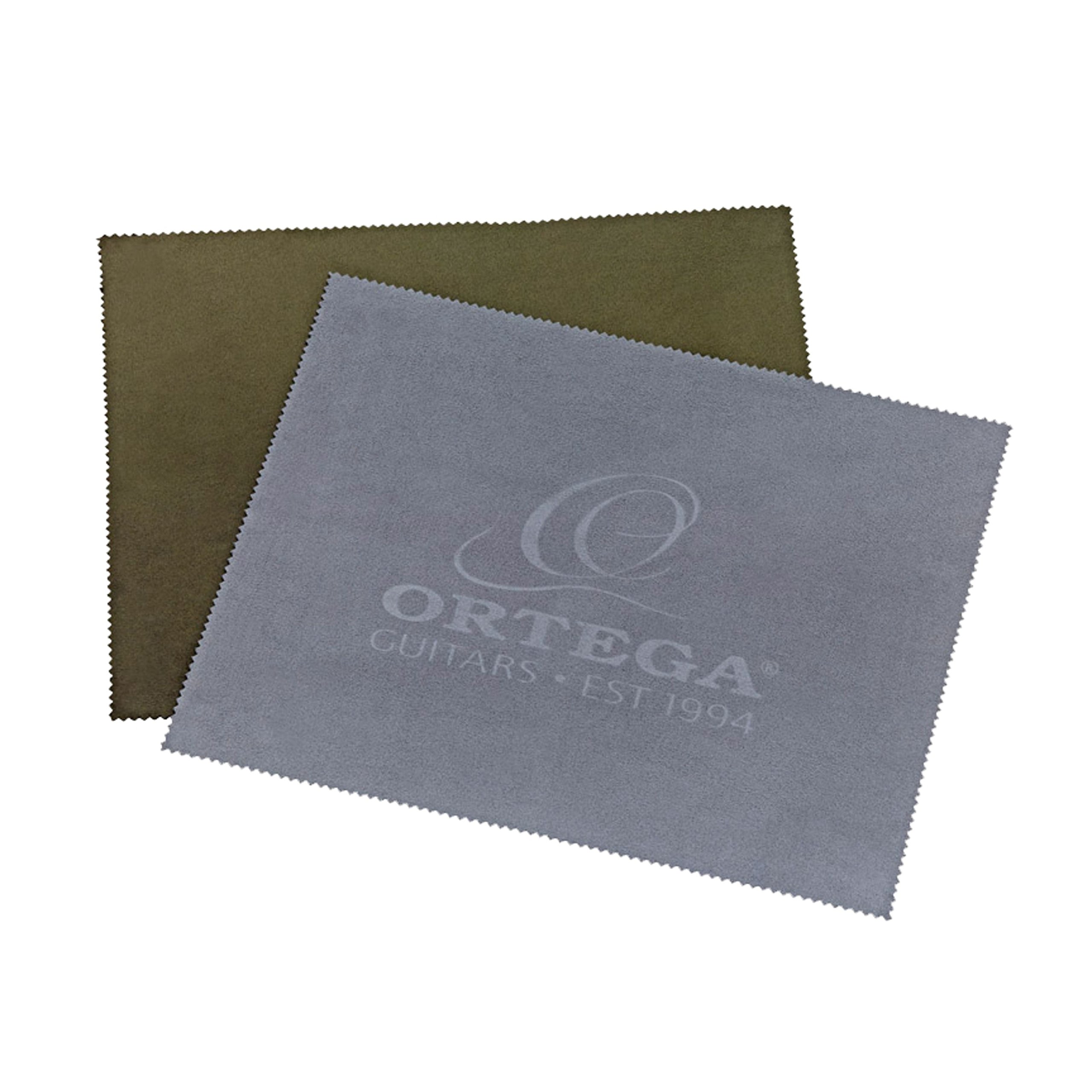 Ortega Guitars Polish Cloth Pack - 2-piece polishing cloth set - 29.21 cm x 24.13 cm - Microfiber, Green and Light Gray (OPC-GR/LG)