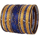 Touchstone Italian Color Collection Indian Bollywood Handcrafted Peeled Paisley Motif Textured Designer Jewelry Chura Bangle Bracelets in Gold Tone for Women.
