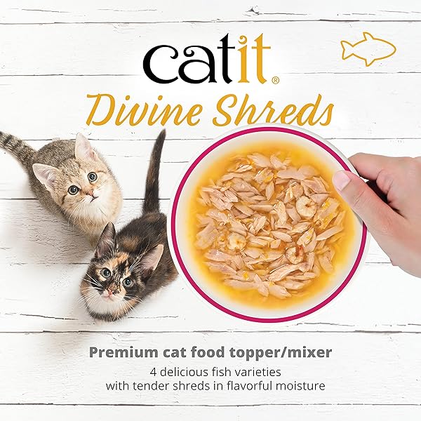 CATIT DIVINE SHREDS PREMIUM CAT FOOD TOPPER, TUNA WITH SHRIMP & PUMPKIN