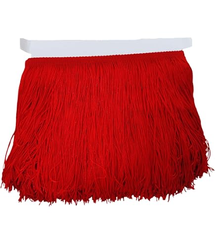 Fransen-Borte 2 Yards (~1,8m) Lang, 8 Zoll (~20cm) Breit – Rot, Polyester, Für Kleidung, Lampenschirme & DIY