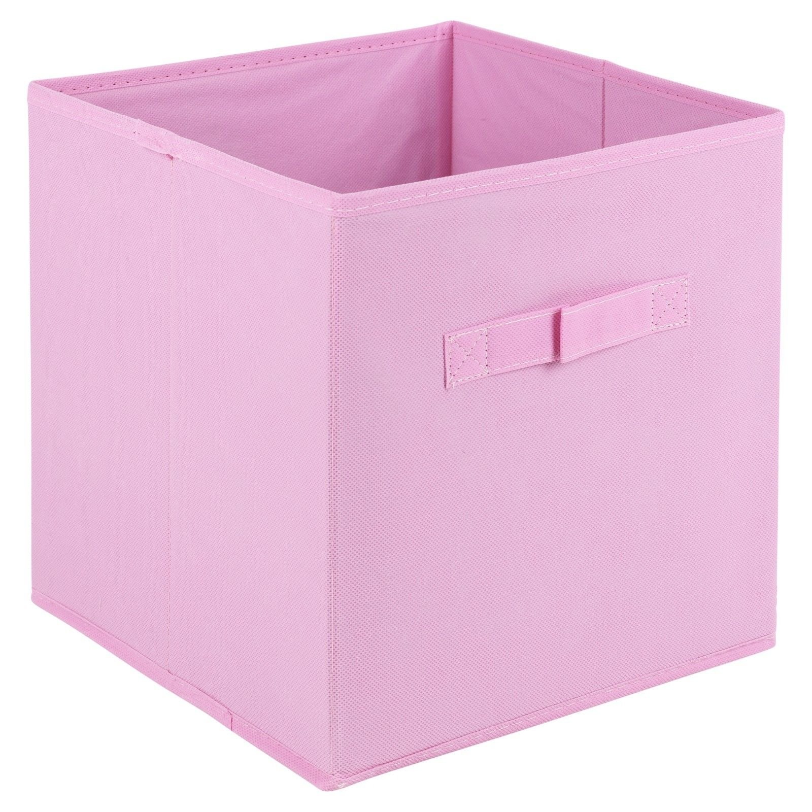 URBNLIVING Collapsible Storage Cube Drawer Box with Carry Handles (Light Pink - Large)
