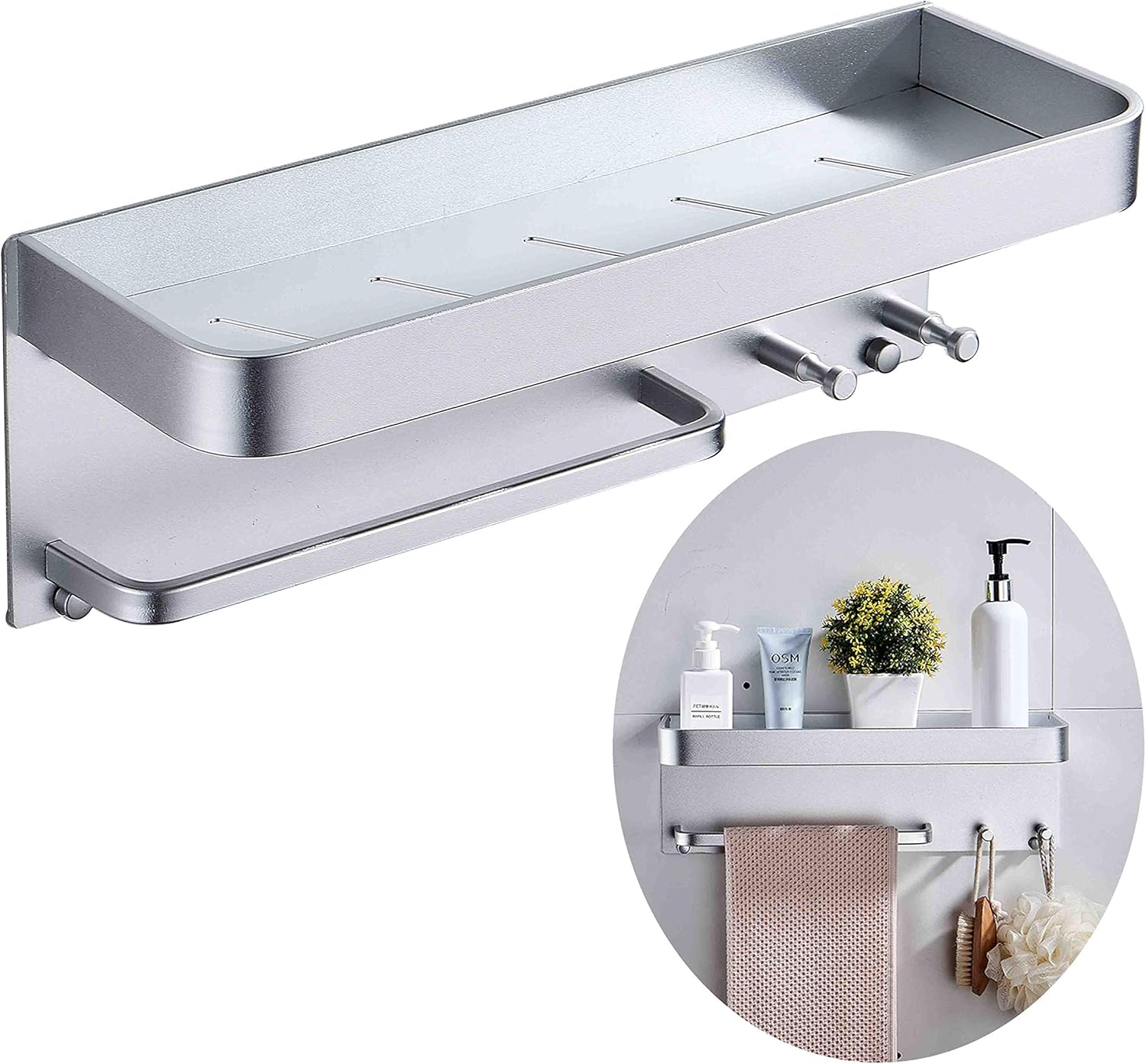 Wall Mount Multifunctional Bathroom Shelves Space Aluminum Shower
