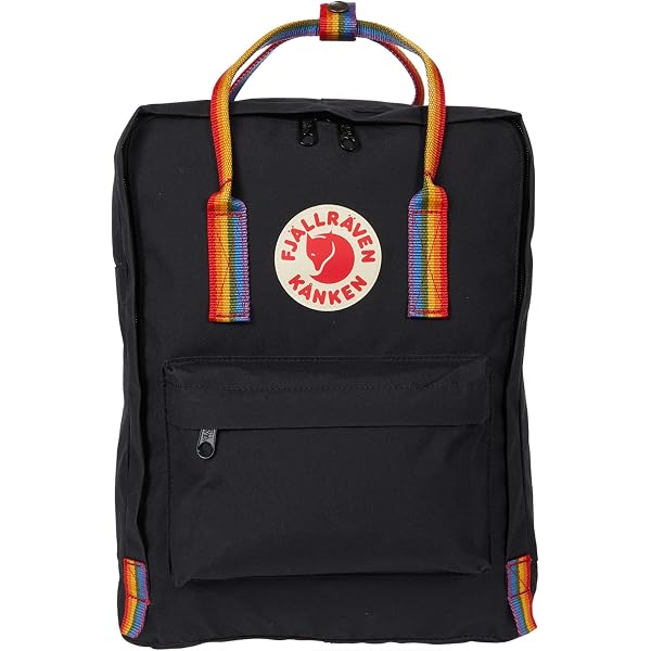 Fjällräven Kånken Mini Black Backpack With Striped Straps Fjallraven Kanken Black Stripe Handle Backpack | Urban  main image 3
