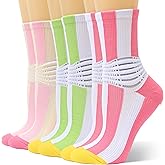 IRAMY Compression Crew Ankle Supports Socks Women Men Moisture Wicking Plantar Fasciitis Relief Running Hiking Socks 3 Packs