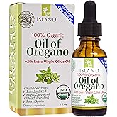 Island Nutrition, Oil of Oregano Organic Liquid Drops (1 fl oz) - Blend of Organic Oregano Oil & Olive Oil, Grown in Spain