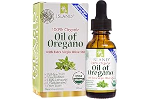 Island Nutrition, Oil of Oregano Organic Liquid Drops (1 fl oz) - Blend of Organic Oregano Oil & Olive Oil, Grown in Spain