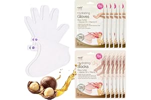 Epielle Hydrating Hand & Foot Masks for Dry, Overworked Skin, Self Care Gifts for Women, Spa Kit, Stocking Stuffers, Thanksgiving Essentials, 6 Moisturizing Gloves & 6 Moisturizing Socks